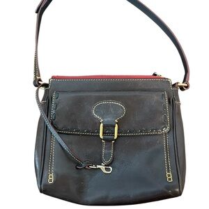 Dooney & Bourke Florentine Leather Pocket Dark Brown Handbag Tassel Key Holder